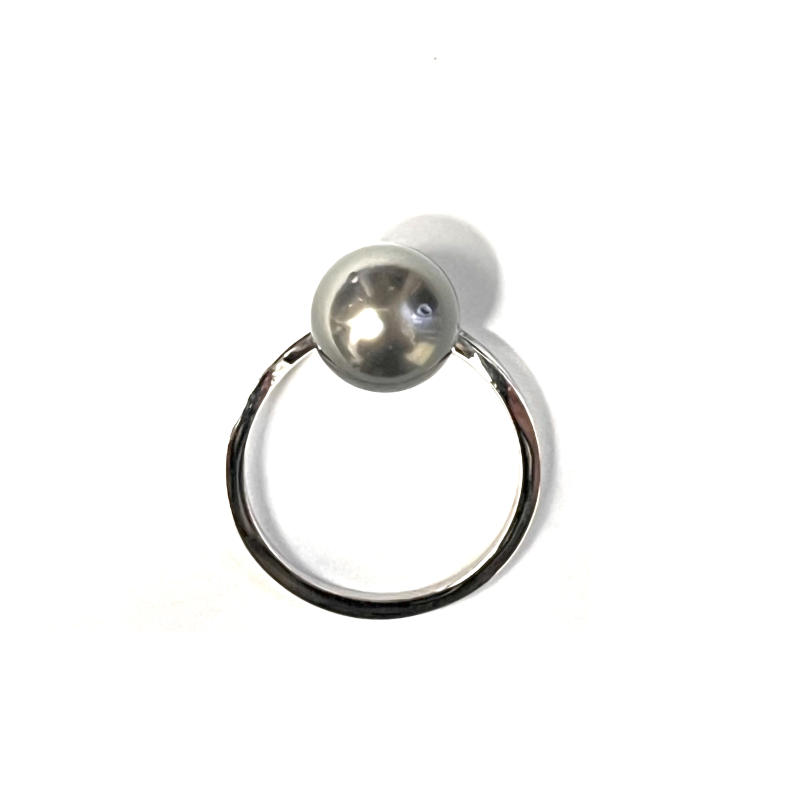Ring, 18krt.witgoud met tahiti-parel 9mm. en diamant 0,01ct.(maat 16) - 13301