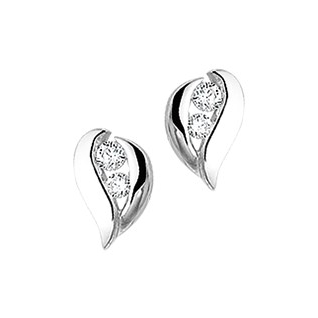 Oorknoppen, 14krt.witgoud met zirconia (9mm.) - 13335 Oorknoppen, 14krt.witgoud met zirconia (9mm.) - 13335