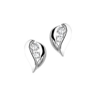 Oorknoppen, 14krt.witgoud met zirconia (9mm.) - 13335 Oorknoppen, 14krt.witgoud met zirconia (9mm.) - 13335