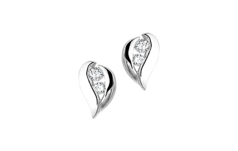 HC Oorknoppen, 14krt.witgoud met zirconia (9mm.) - 13335