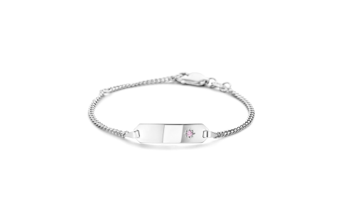 HC graveerarmband, zilver met roze zirkonia (9-11cm.) - 13456