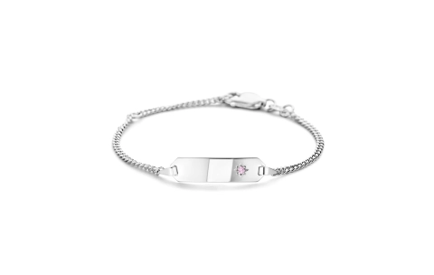 HC graveerarmband, zilver met roze zirkonia (9-11cm.) - 13456