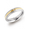 Boccia Ring, titanium/verguld  met diamant 0,015ct. model 0131-04 breedte:5mm.  (maat 57) - 14254