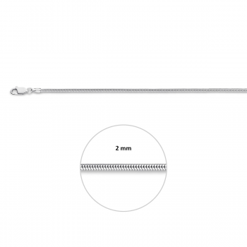 Armband, zilver slangenschakel 2mm. (lengte: 18cm.) - 13971 Armband, zilver slangenschakel 2mm. (lengte: 18cm.) - 13971