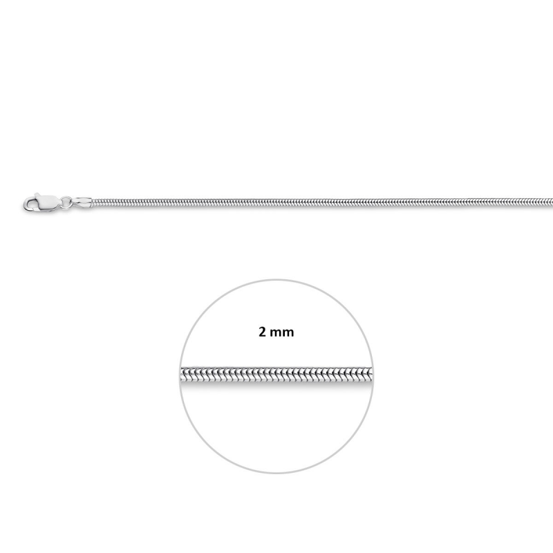 Armband, zilver slangenschakel 2mm. (lengte: 18cm.) - 13971