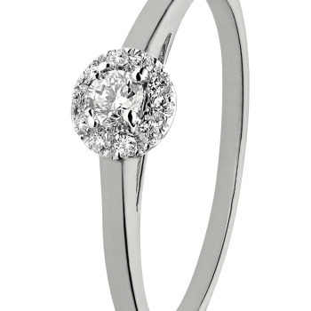 Eclat Rozetring, model  R2015-5W Totaal: middensteen 0,25ct.(maat: 17,5) - 13569