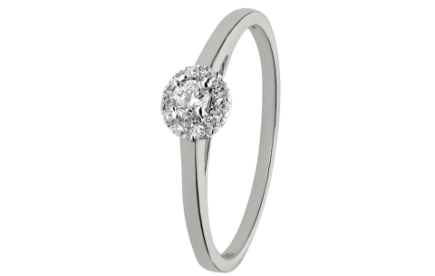 Eclat Rozetring, model  R2015-5W Totaal: middensteen 0,25ct.(maat: 17,5) - 13569