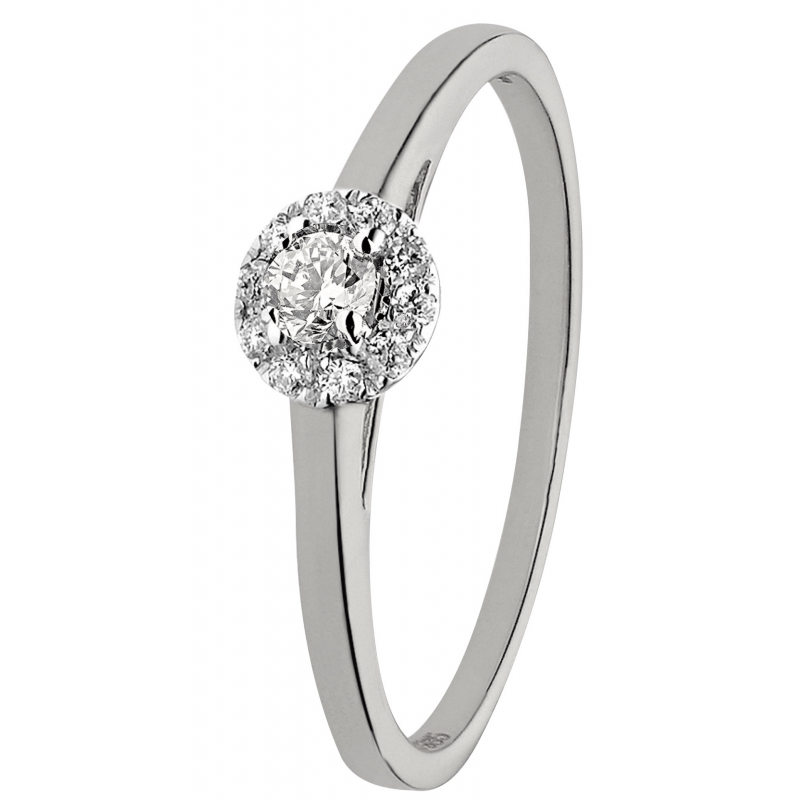Eclat Rozetring, model R2015-5W Totaal: middensteen 0,25ct.(maat: 17,5) - 13569 Eclat Rozetring, model R2015-5W Totaal: middensteen 0,25ct.(maat: 17,5) - 13569