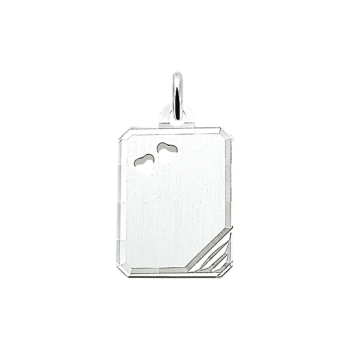 Hanger, graveerplaatje zilver m/hartjes (18x14mm.) - 13623