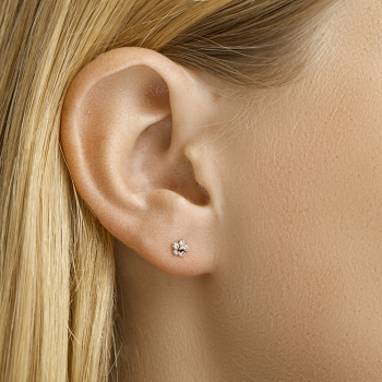 Oorknoppen, 14krt. goud met zirconia (4mm.) - 13661 Oorknoppen, 14krt. goud met zirconia (4mm.) - 13661
