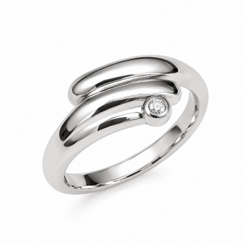 Ring, zilver gerhodineerd met 0,025ct. diamant (maat 52) - 13801