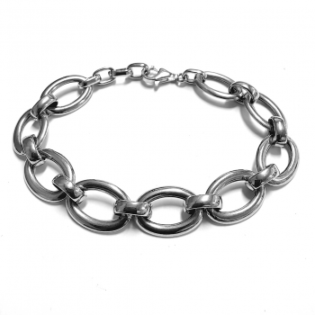 Armband, zilver gerhodineerd ovale schakel breedte:12mm.(lengte: 19,5cm.) - 13739 Armband, zilver gerhodineerd ovale schakel breedte:12mm.(lengte: 19,5cm.) - 13739
