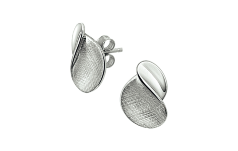 Oorknoppen, zilver poli/scratched - 14168