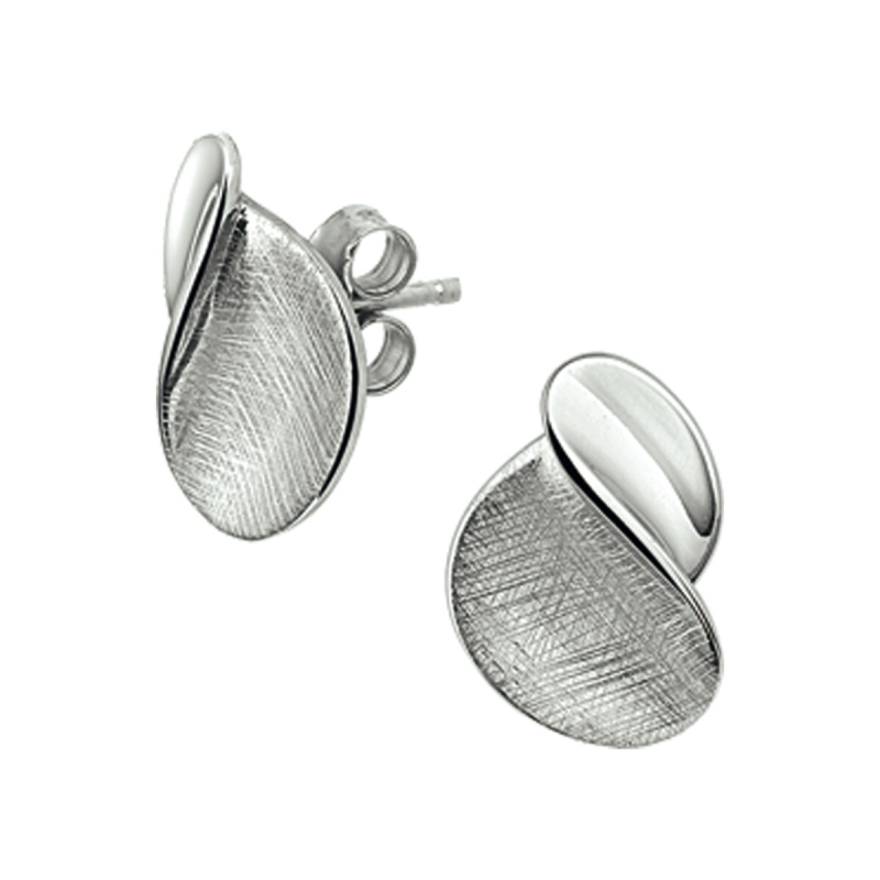 Oorknoppen, zilver poli/scratched - 14168 Oorknoppen, zilver poli/scratched - 14168