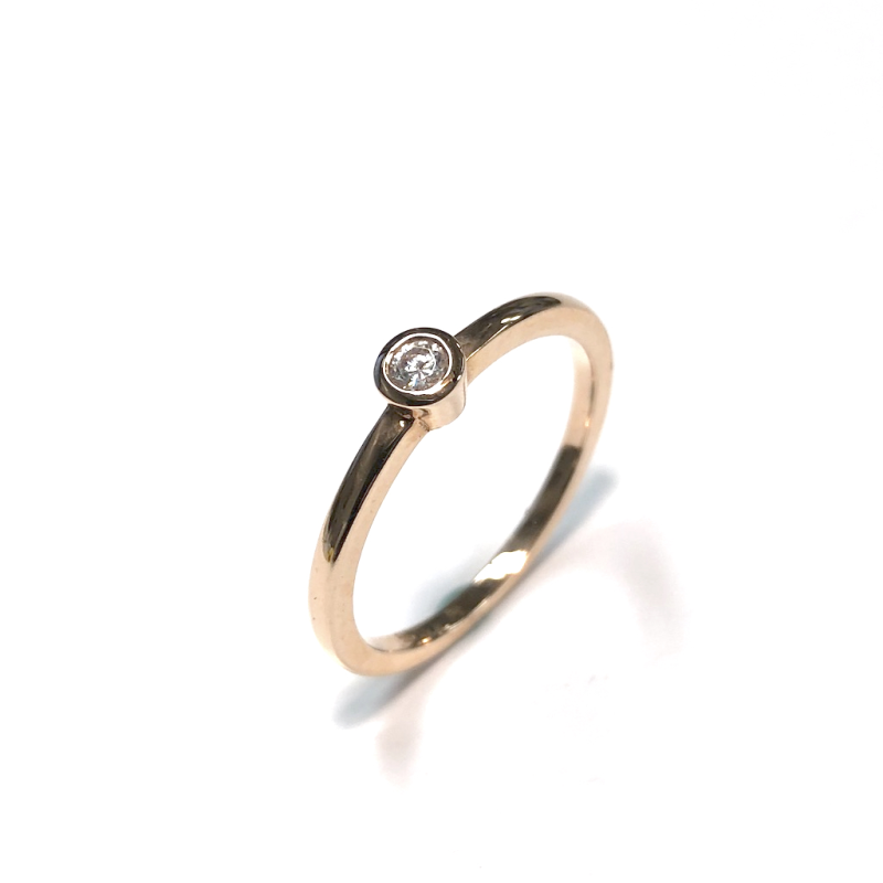 Ring, 14krt.rose-goud met zirconia (maat 18,5) - 14027