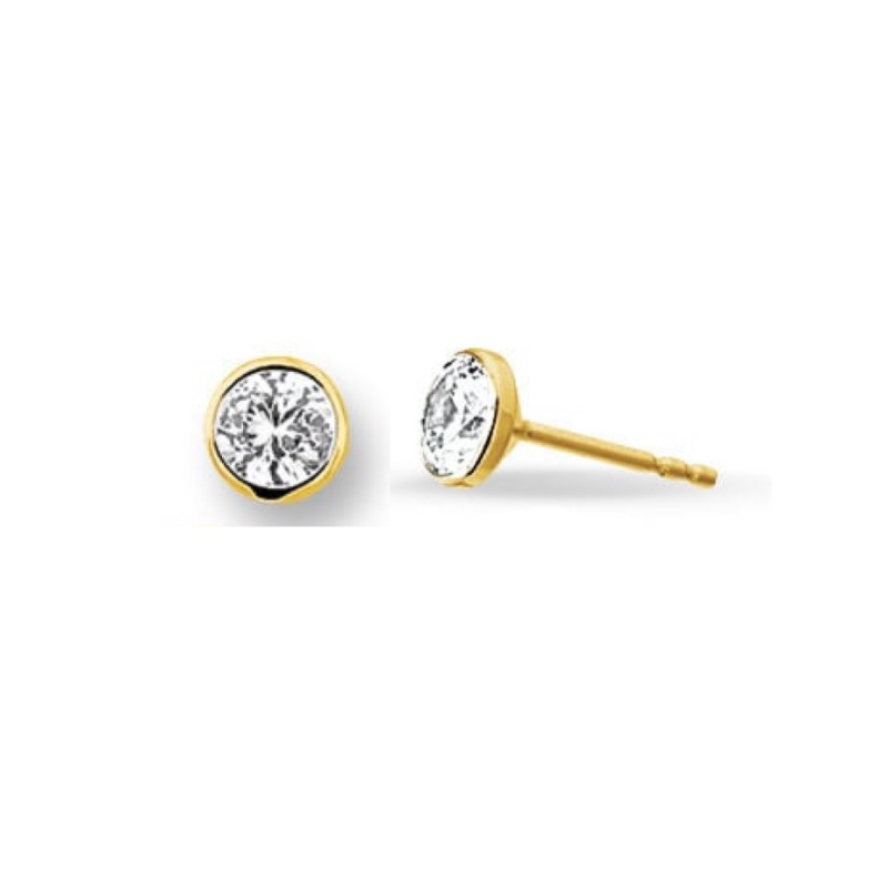Oorknoppen, 14krt.goud met zirconia (2,5mm.) - 14077
