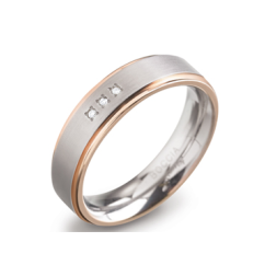Boccia Ring, titanium/rosÚ verguld met diamant 0,0125ct. model 0134-02 breedte:5mm. (maat 54) - 14085
