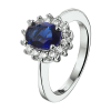 Ring, zilver gerhodineerd "royal Kate" ovaal zirkonia/synt.saffier. 8x6mm. (maat 17,75) - 14304
