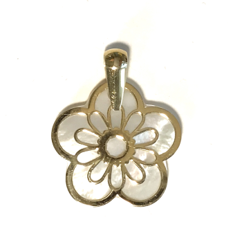 Hanger, 14krt.goud bloem met parelmoer (20mm.) - 14321 Hanger, 14krt.goud bloem met parelmoer (20mm.) - 14321