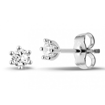 Eclat Solitair Oorknoppen, 14krt. witgoud met diamantTotaal: 0.10ct. - 14573 Eclat Solitair Oorknoppen, 14krt. witgoud met diamantTotaal: 0.10ct. - 14573