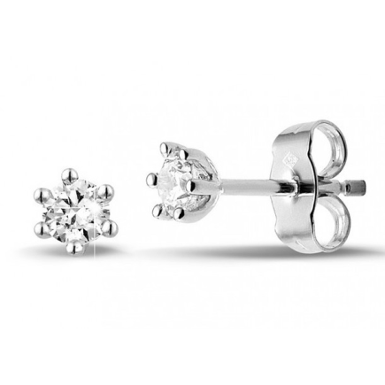 Eclat Solitair Oorknoppen, 14krt. witgoud met diamantTotaal: 0.10ct. - 14573 Eclat Solitair Oorknoppen, 14krt. witgoud met diamantTotaal: 0.10ct. - 14573