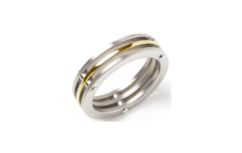 Boccia Ring, titanium model 0124-02 breedte: 6,5mm. deels verguld  (maat 55) - 14819