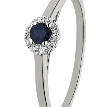 Eclat Rozetring, model ID-ACTIE-SAFF-RW  diamant/saffier Totaal: 0,07ct diamant (maat: 17,5) - 15140
