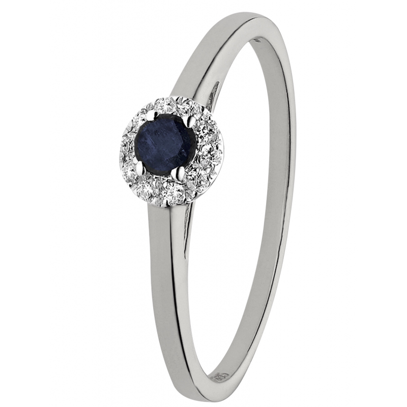 Eclat Rozetring, model ID-ACTIE-SAFF-RW  diamant/saffier Totaal: 0,07ct diamant (maat: 17,5) - 15140