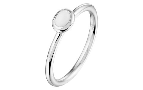 HC Ring, zilver gerhodineerd met wit agaat 4x3mm. (maat 17,25) - 18370