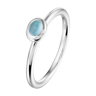 Ring, zilver gerhodineerd met blauw topaas 4x3mm. (maat 17,25) - 18371 Ring, zilver gerhodineerd met blauw topaas 4x3mm. (maat 17,25) - 18371