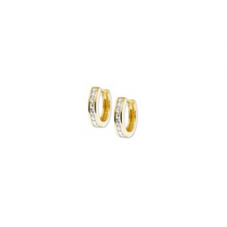 HC Klapcreolen, 14krt.goud met zirconia (11,5x2,5mm.) - 18384