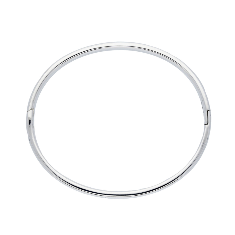 Bangle, zilver met scharnier massief halfrond 6mm. (diameter: 60mm.) - 18386