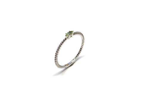 Eclat Ring, 14krt.witgoud met peridot 4x2mm. (maat 17) - 18471