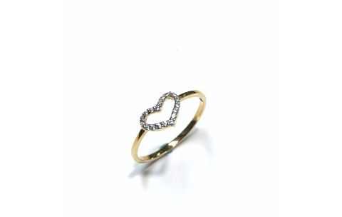 HC Ring, 14krt.goud hart met zirconia (maat 17.75) - 15221