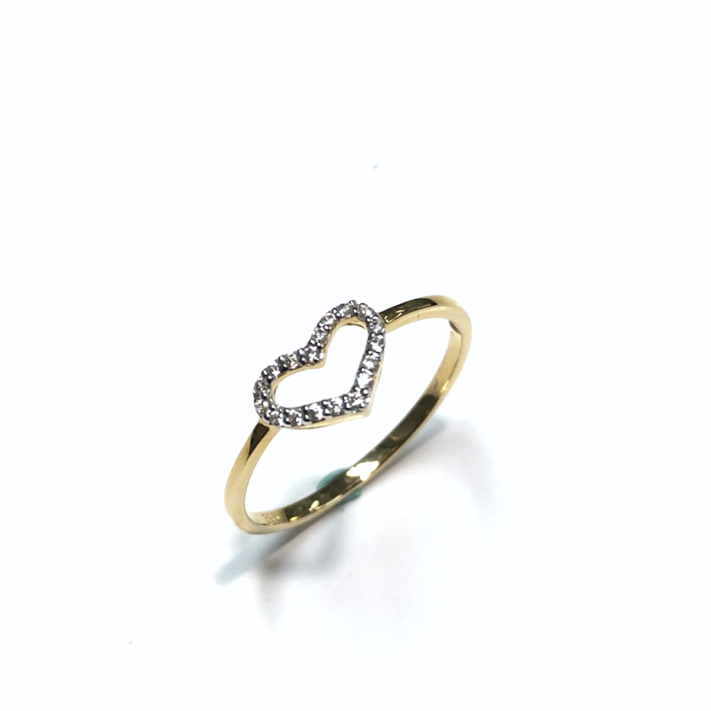 Ring, 14krt.goud hart met zirconia (maat 17.75) - 15221