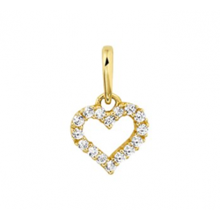 Hanger, 14krt.goud hart met zirconia (7,5mm.) - 15222