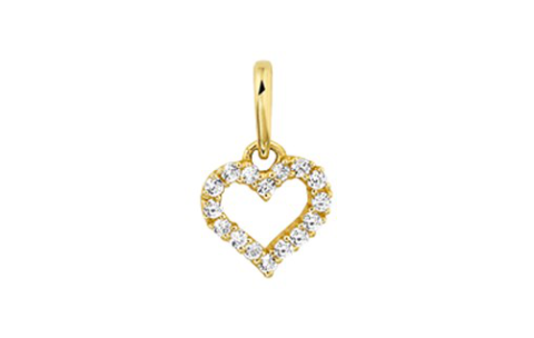 HC Hanger, 14krt.goud hart met zirconia (7,5mm.) - 15222