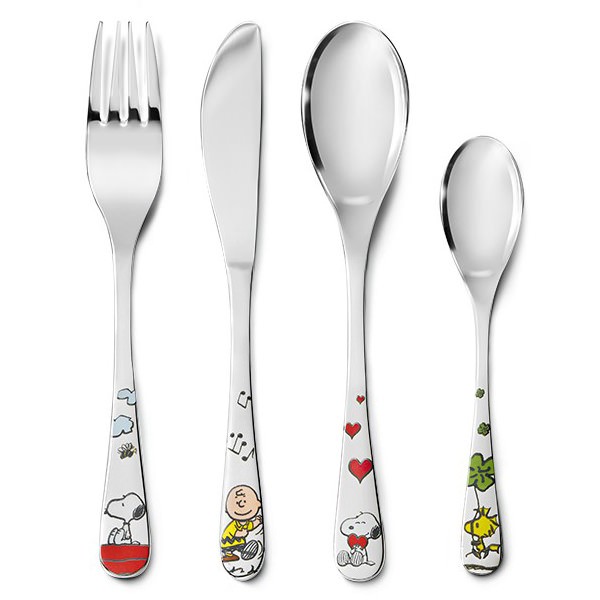 Kinderbestek, Snoopy kleur 4dlg - Zilverstad - 15456