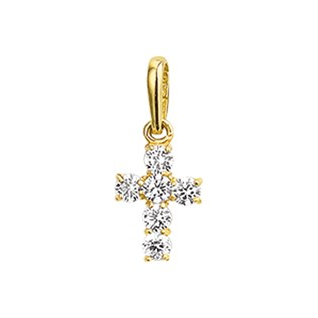 Hanger, 14krt.goud kruisje met zirconia (6-8,5mm.) - 15613 Hanger, 14krt.goud kruisje met zirconia (6-8,5mm.) - 15613
