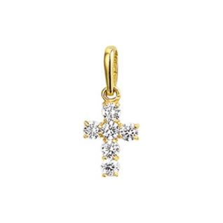 Hanger, 14krt.goud kruisje met zirconia (6-8,5mm.) - 15613 Hanger, 14krt.goud kruisje met zirconia (6-8,5mm.) - 15613