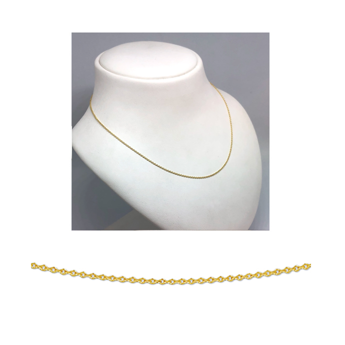 Collier, 14krt.geelgoud ankerschakel 1mm. (lengte: 45cm.) - 15614