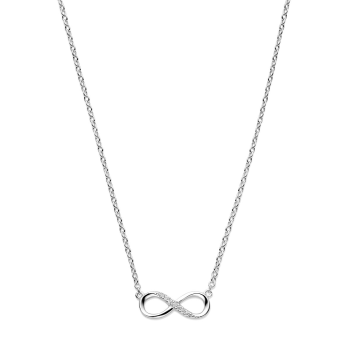 Collier, zilver infinnity met zirconia (41-45cm.) - 15717 Collier, zilver infinnity met zirconia (41-45cm.) - 15717