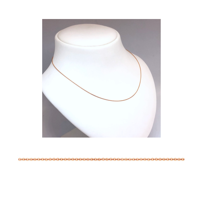 Collier, 14krt.rose-goud ankerschakel 0,8mm. (lengte: 45cm.) - 15671 Collier, 14krt.rose-goud ankerschakel 0,8mm. (lengte: 45cm.) - 15671