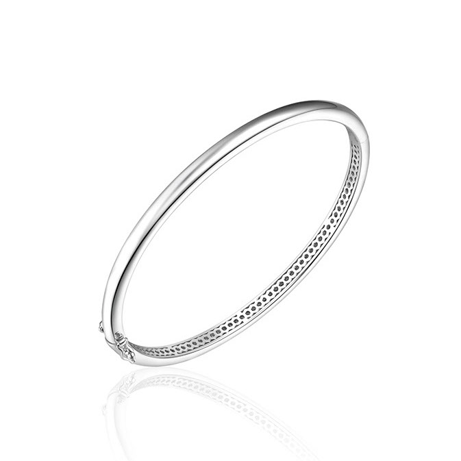 Bangle, zilver bol met scharnier (breedte 4mm.) - 15795