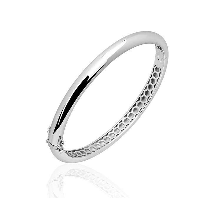 Bangle, zilver bol met scharnier (breedte: 6mm.) - 15797