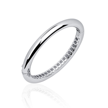Bangle, zilver met scharnier ronde buis 7mm. (diameter: 59x52mm.) - 15799