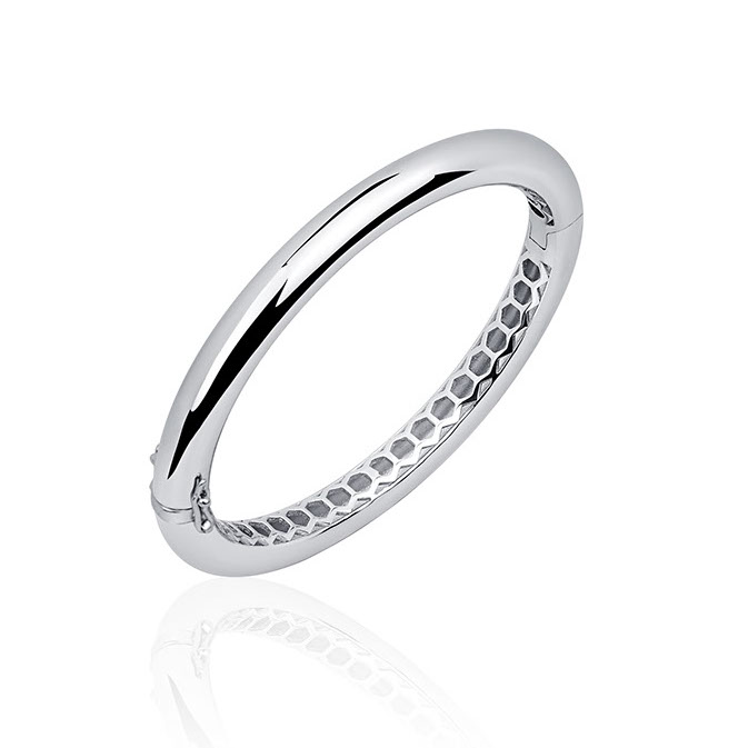 Bangle, zilver met scharnier ronde buis 7mm. (diameter: 59x52mm.) - 15799