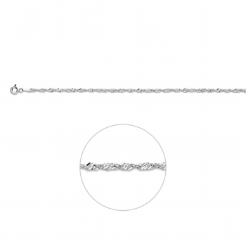 Armband, zilver singaporeschakel (18cm.) - 15839