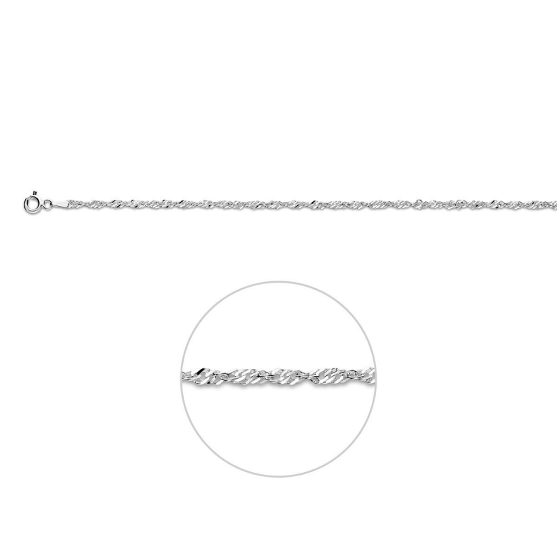 Armband, zilver singaporeschakel (18cm.) - 15839