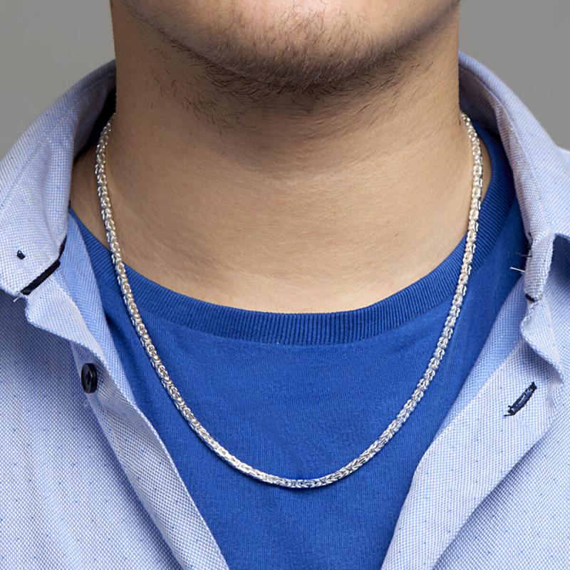 Collier, zilver koningsschakel 3mm. (lengte: 60cm.) - 16108 Collier, zilver koningsschakel 3mm. (lengte: 60cm.) - 16108